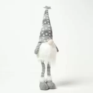 Image of Homescapes - Light Up Grey Standing Santa Gonk Christmas Decoration - Silver Grey