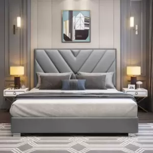 Image of Deana Bed Double Plush Velvet Grey