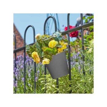 image of Smart Garden - 3x 15cm 6" Fence Balcony Hanging Pot Basket Slate Grey Planter