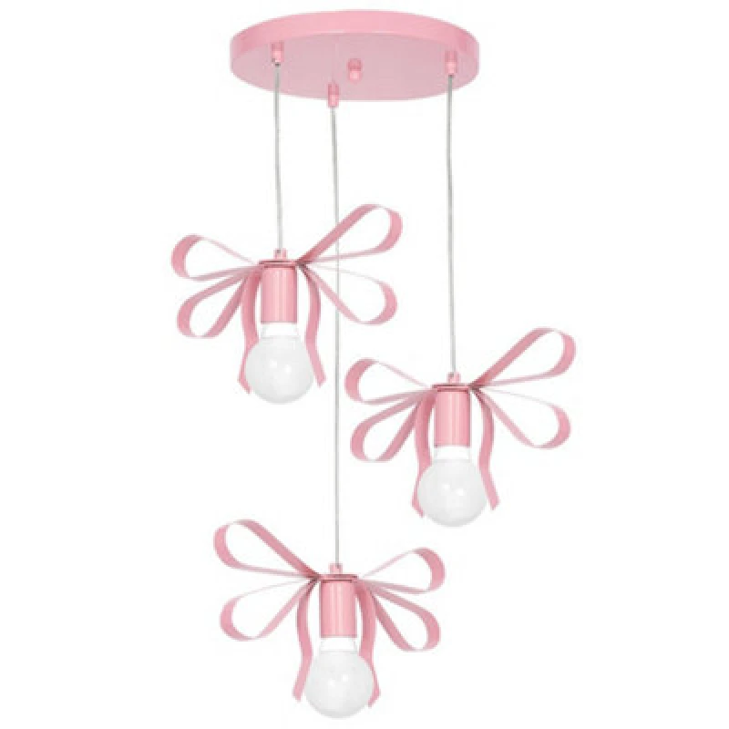 Image of Milagro Emma Pink Pendant 3Xe27 Hand Made With A Delicate Tied Ribbon Effect Perfect For Bedrooms Or Any Boutique Chic Setting