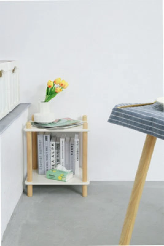 Image of Furniturehmd 2 Tier Household Shelf,organiser Shelves,storage Shelf With Birch Round Legs And Mdf Shelving Unit For Bedroom,