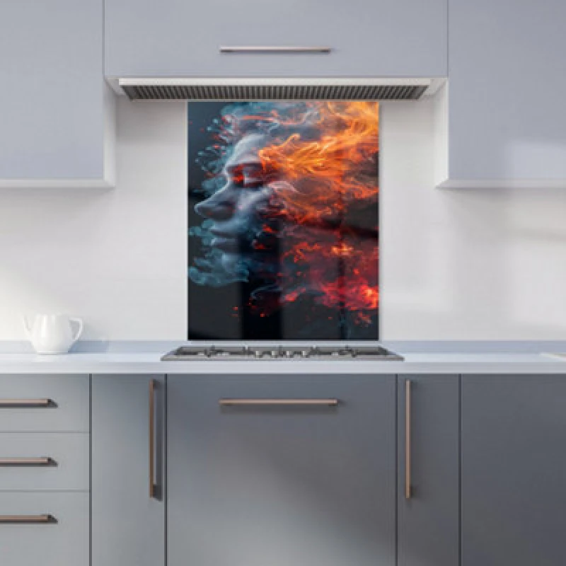 Image of Warren Reed Designer Fiery Mindscape: Portrait In Flames Kitchen Splashback