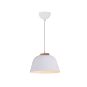 Image of Razgrad Dome Ceiling Pendant Light 1x E27 White-Wood