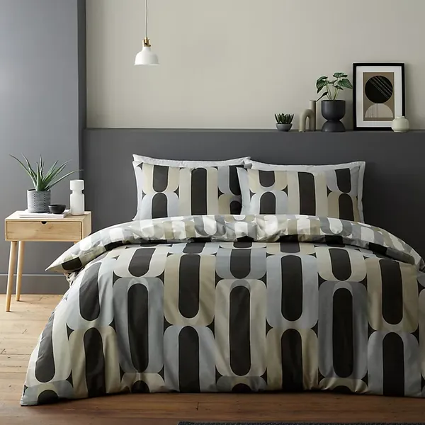 image of Fusion Orea Duvet Cover Bedding Set Charcoal