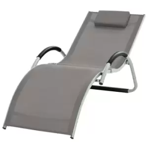 Image of Outsunny Ergonomic Design Recliner Lounge Chair w/ Pillow - Khaki