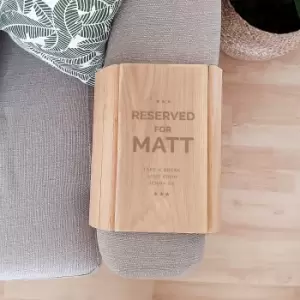 Image of Personalised Reserved For Wooden Sofa Tray Natural