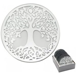 image of Silver Tree Mirrored Candle Plate 10cm (1 Supplied)