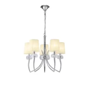 Image of Loewe Pendant 5 Light E14, Polished Chrome With Cream Shades