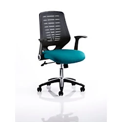Image of Dynamic Tilt & Lock Task Operator Chair Folding & Removable Arms Relay Black Back, Maringa Teal Seat Without Headrest Medium Back