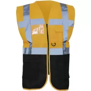 Yoko Hi-Vis Premium Executive/Manager Waistcoat / Jacket (Pack of 2) (2XL) (Orange/Black) - Orange/Black