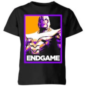 Image of Avengers Endgame Thanos Poster Kids T-Shirt - Black - 11-12 Years