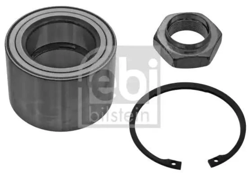 Image of FEBI BILSTEIN 100747 Wheel bearing kit with axle nut, Front Axle Right, with retaining ring Wheel Bearing Kit (654)