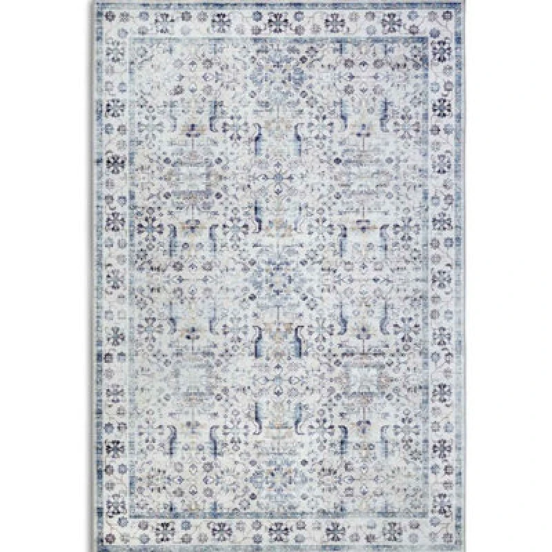 Image of The Rugs Saveh Shortpile Rug And Runner Oriental Style Polyester Rug In Blue