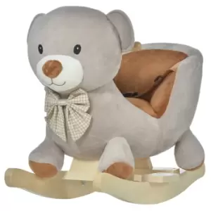 Image of Jouet Kids Plush Rocking Bear with Sound Button & Seat Belt - Grey/Brown