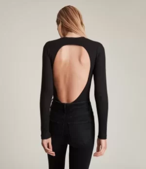 Image of AllSaints Womens Molly Bodysuit, Black, Size: 8