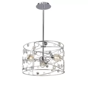 image of Sorrento Pendant Cylinder 3 Light G9 Polished Chrome/Crystal