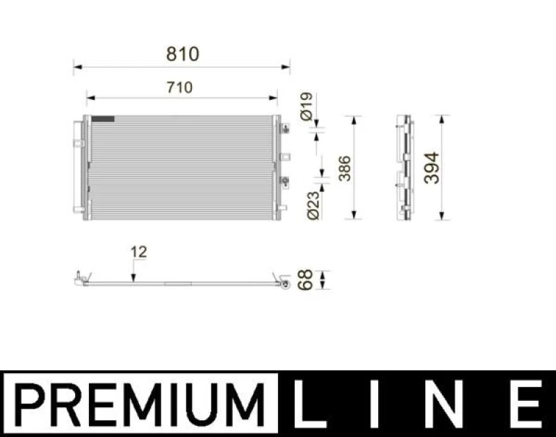Image of MAHLE AC 1212 000P Condenser LX 2115.jpg with dryer, without gasket/seal Condenser,air conditioning (448)
