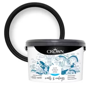 image of Crown Walls & Ceilings Matt Emulsion Pure Brilliant White - 10L