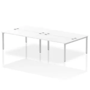 image of Impulse Bench B2B 4 Person 1600 Silver Frame Office Bench Desk White