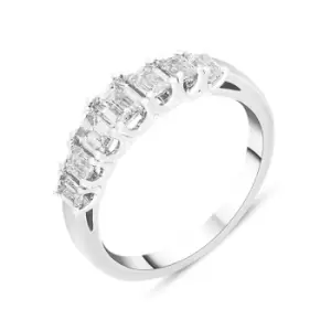 image of Platinum 1.16ct Diamond Emerald Cut Graduated Half Eternity Ring