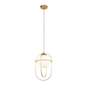 Image of 1 Light Pendant - Polished Brass With Opal Glass Ball