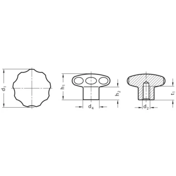 image of GN5335-60-M12-E Star Knob ; Stainless Steel; Mat Blasted - Ganter