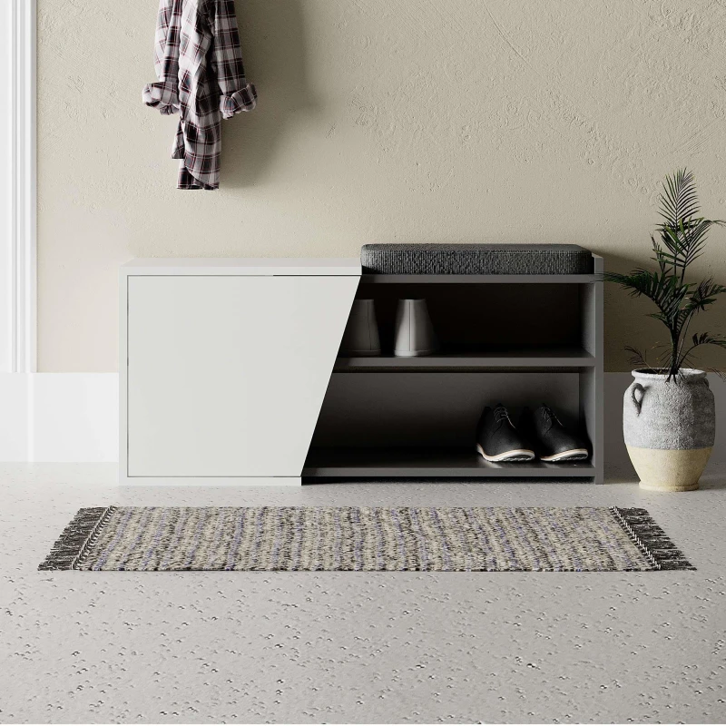 Image of DECORTIE Fiona Bench - Anthracite Grey/White - White - Decortie M.P.23245.2