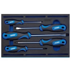 image of Draper Soft Grip Screwdriver Set In 1/4 Drawer EVA Insert Tray (5 Piece)