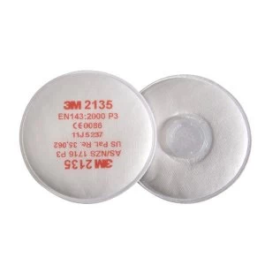 image of 3M 2135 P3 R Particulate Filter 1 Pair White