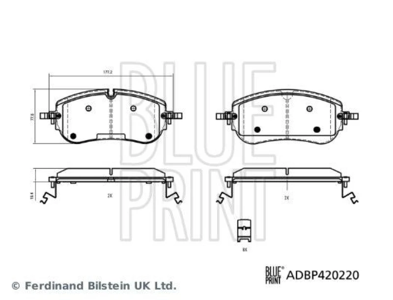 Image of Blue PRINT Brake pad set Blue PRINT ADBP420220