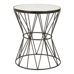 Image of Rabia Round Side Table, White Marble, Black Powdered Iron
