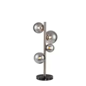 image of Marshall Table Lamp, 4 Light G9, Satin Nickel, Smoke Plated Glass