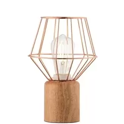 Image of Wood & Copper Table Lamp