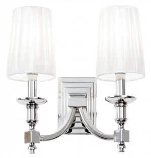 image of Indoor Candle Wall Lamp Nickel with White Pleated Shades, E14