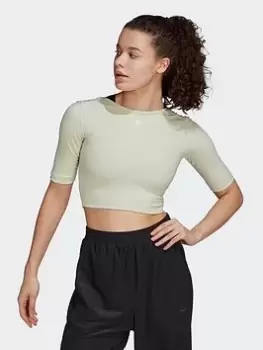 Image of adidas AEROREADY Studio Open-Back Top, Beige, Size 2Xs, Women
