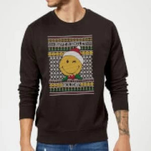 Image of Smiley World Have A Smiley Holiday Christmas Sweatshirt - Black