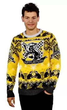 image of Hufflepuff House Crest Christmas Jumper - L