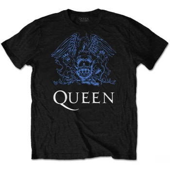 Image of Queen - Blue Crest Unisex Small T-Shirt - Black