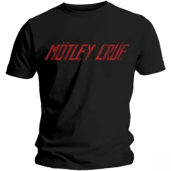 Image of Motley Crue - Distressed Logo Unisex Medium T-Shirt - Black