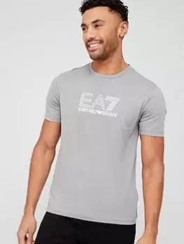 Image of EA7 Emporio Armani Visibility Logo T-Shirt - Shark Grey, Shark Grey, Size 2XL, Men