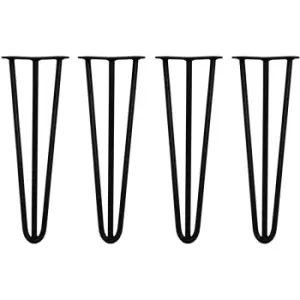 Image of 4 x Hairpin Leg - 16 - Black - 3 Prong - 12m - Black