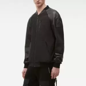 Image of Moose Knuckles Rouge Park Jersey and Leather Bomber Jacket - XL