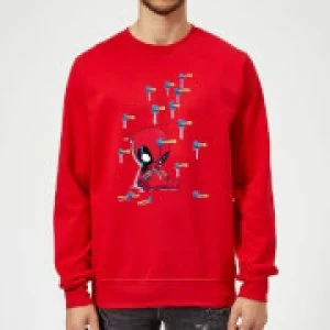 Image of Marvel Deadpool Cartoon Knockout Sweatshirt - Red - L
