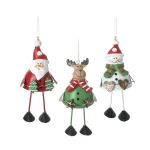 Image of Santa Snowman & Deer Tree Decorations (Set of 3)