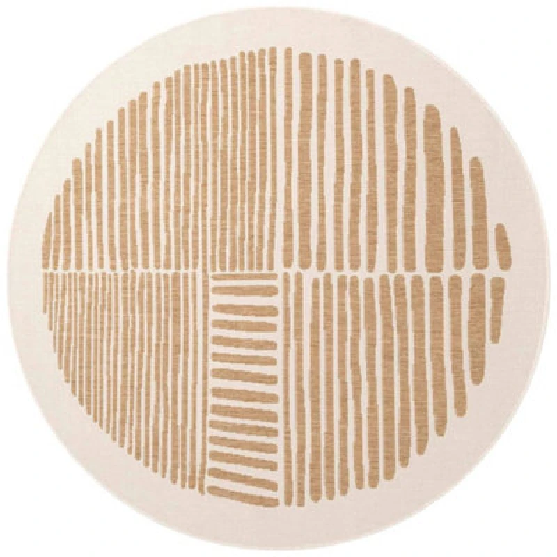 Image of The Rugs Ted Baker Bounds Flatweave Reversible Indoor Outdoor Round Rug Abstract In Beige