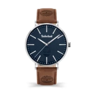 image of Timberland Kinsley Brown Leather Strap Watch Blue Dial