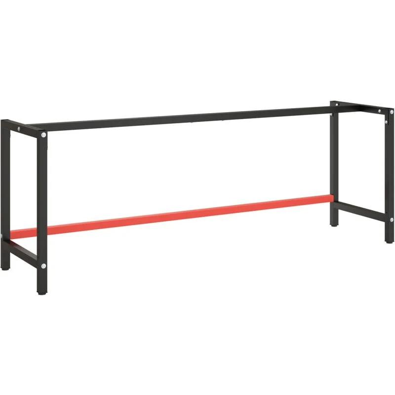 Image of VIDAXL Vidaxl - Work Bench Frame Matte Black and Matte Red 220x57x79cm Metal 8720286816448