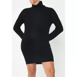 Missguided Recycled Tall Roll Neck Knitted Mini Dress - Black