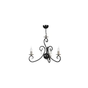 image of Zanador Black Multi Arm Semi Flush Ceiling light 3x E14