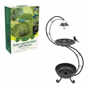 Image of Gardenkraft Solar Lit Outdoor Bird Bath With Planter - Green